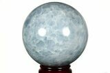 Polished Blue Calcite Sphere - Madagascar #216690-1